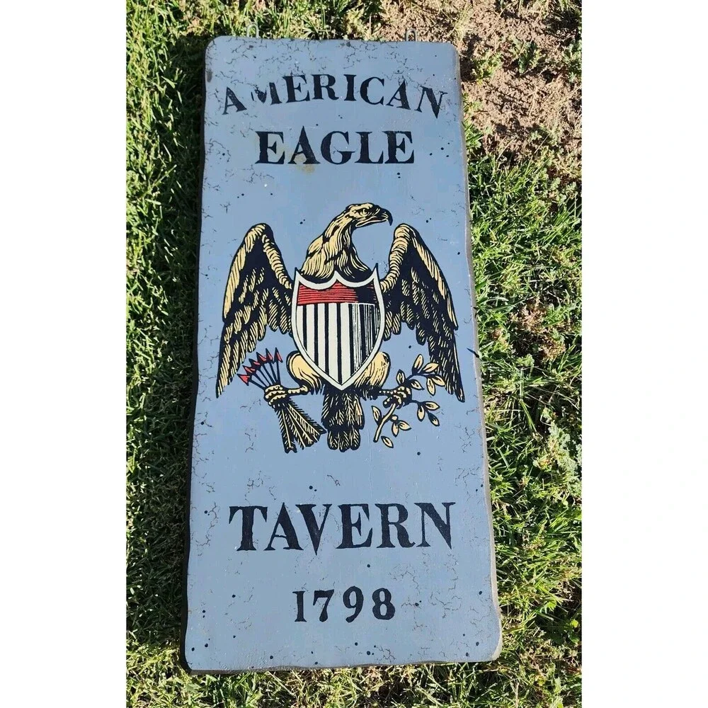 Rare Antique American Eagle Tavern Wood Sign 1798 By American Antiquities